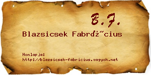 Blazsicsek Fabrícius névjegykártya